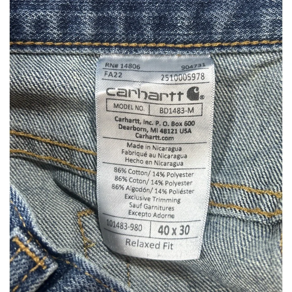 Carhartt Denim Jeans Men's 40x30 Stretch - Picture 7 of 10